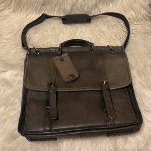 Distressed Brown Leather Briefcase